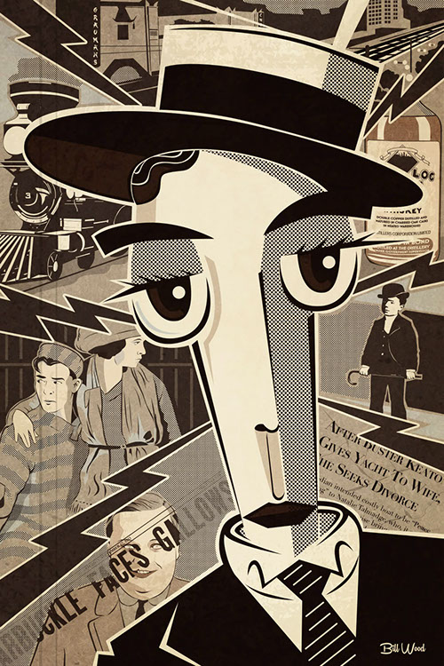 Buster Keaton movie poster art by Bill Wood.