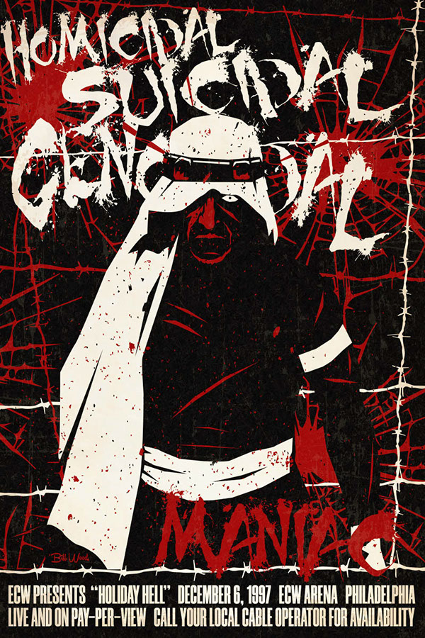 ECW pro wrestling poster art by Bill Wood.