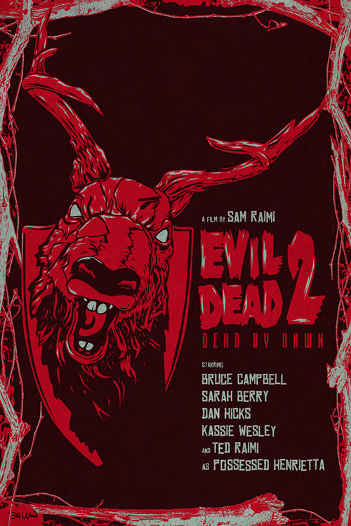 Evil Dead 2 movie poster art by Bill Wood.