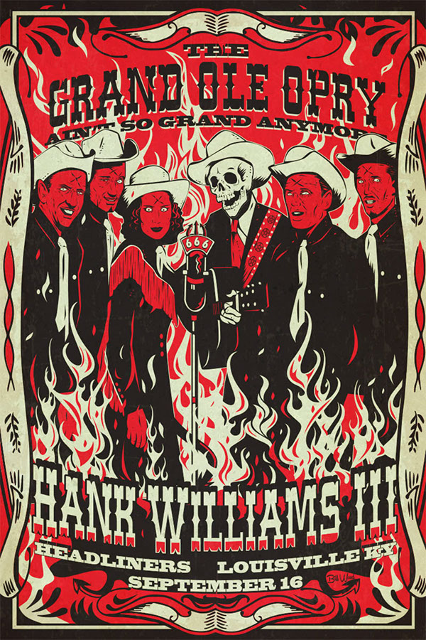 Hank Williams III poster art by Bill Wood.