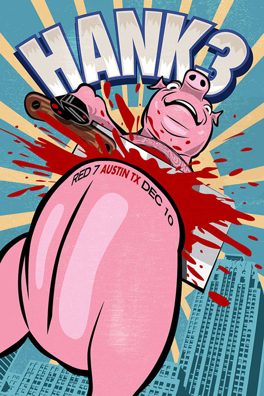 Hank Williams III poster art by Bill Wood.