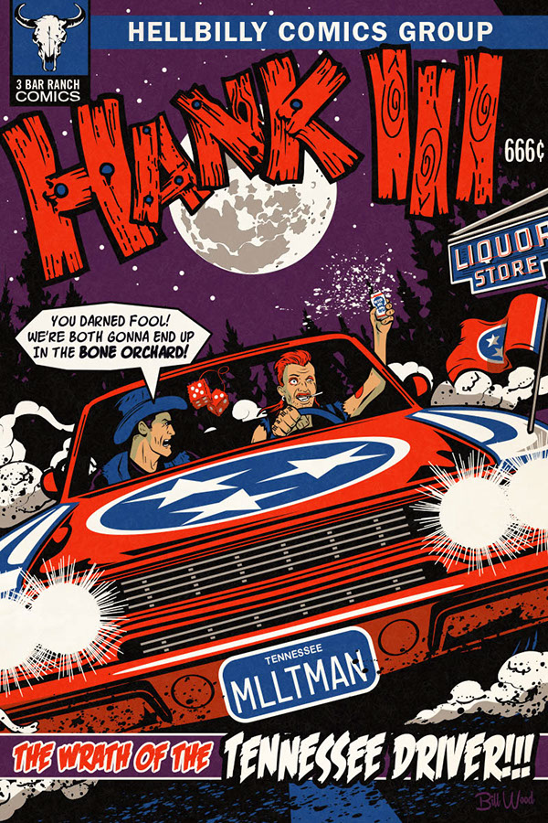 Hank Williams III poster art by Bill Wood.