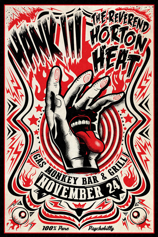 Hank Williams III poster art by Bill Wood.