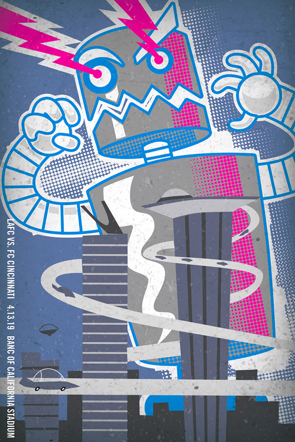 LAFC soccer poster art by Bill Wood.