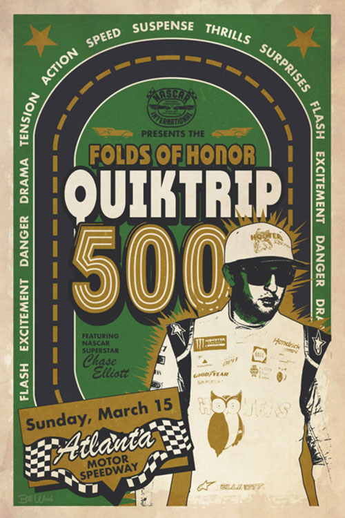 NASCAR poster art by Bill Wood.