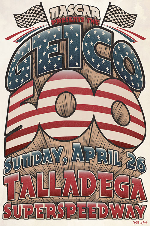 NASCAR poster art by Bill Wood.