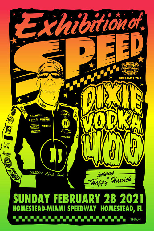 NASCAR poster art by Bill Wood.