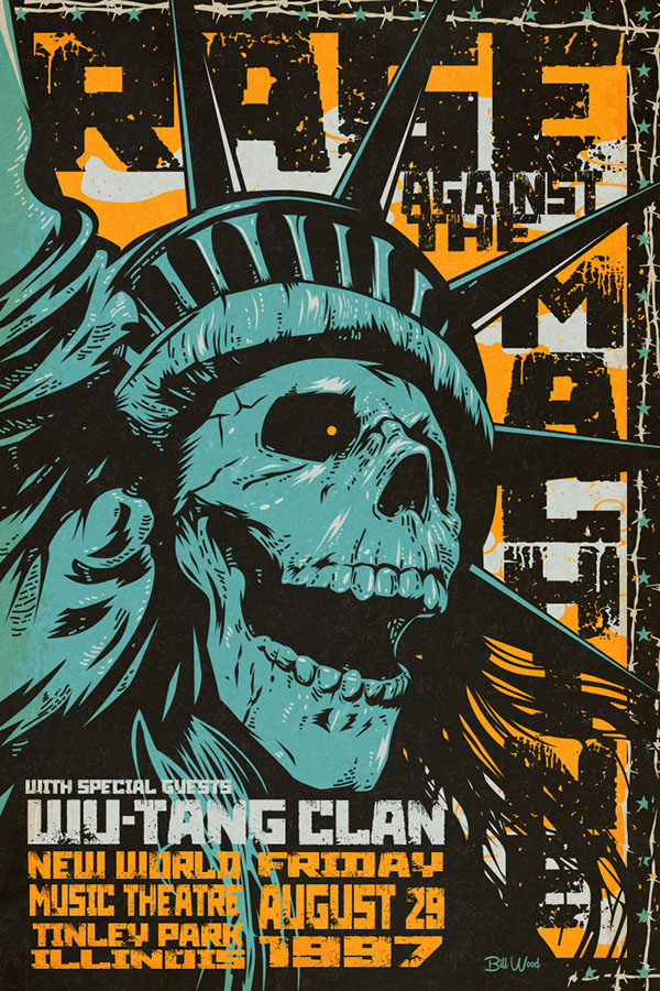 Rage Against the Machine poster art by Bill Wood.