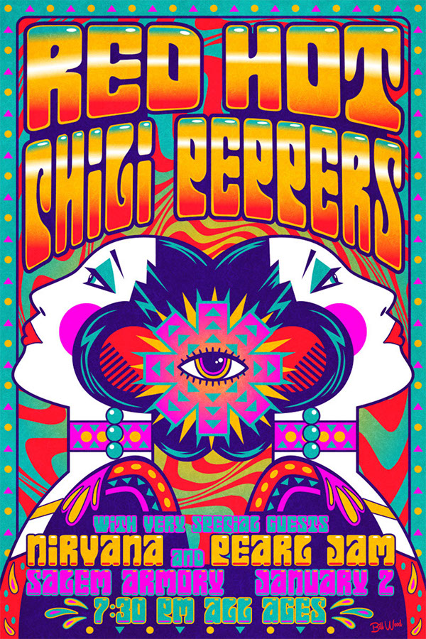 Red Hot Chili Peppers poster art by Bill Wood.