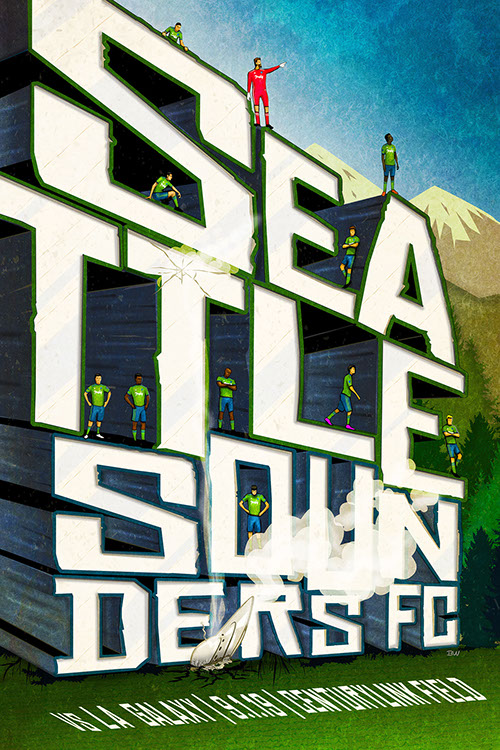 Seattle Sounders FC soccer poster art by Bill Wood.