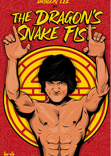 The Dragon's Snake Fist Kung Fu poster art by Bill Wood.