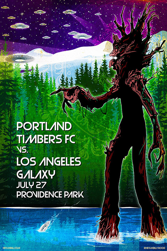 Portland Timbers FC poster art by Bill Wood.