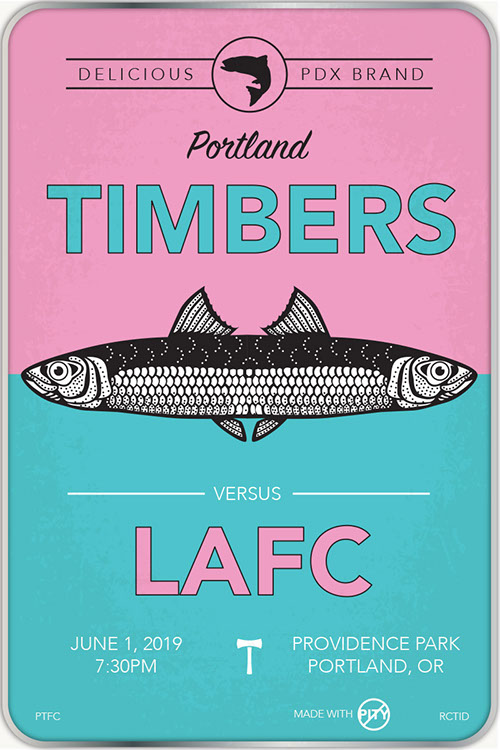 Portland Timbers FC poster art by Bill Wood.