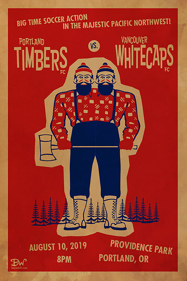 Portland Timbers FC poster art by Bill Wood.