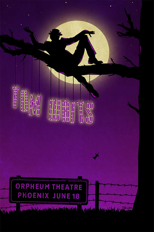 Tom Waits poster art by Bill Wood.