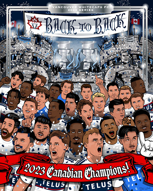 Seattle Sounders FC soccer poster art by Bill Wood.