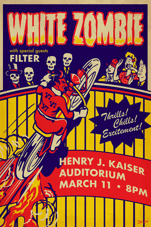 White Zombie poster art by Bill Wood.