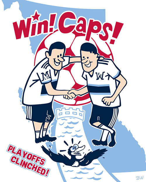 Seattle Sounders FC soccer poster art by Bill Wood.